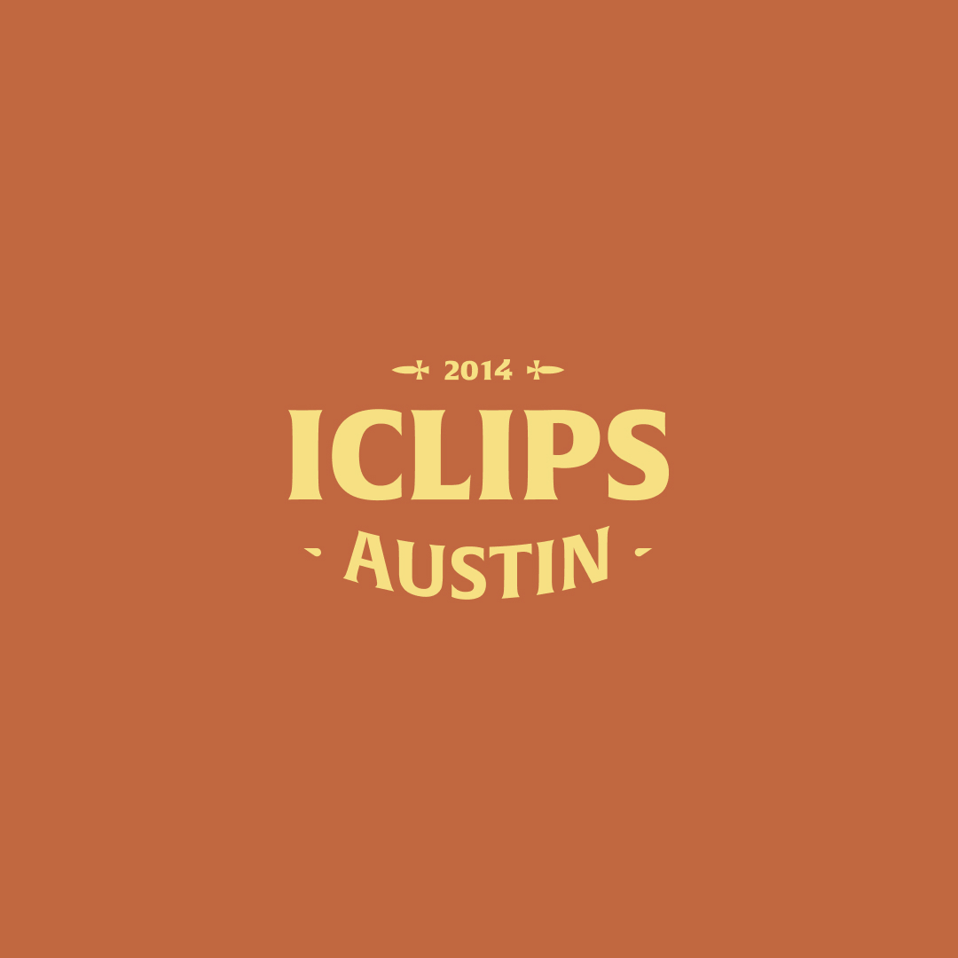 Design As A Subscription 6 Text on an orange background reads 2014 ICLIPS Austin in a stylized font, capturing the essence of unlimited graphic design possibilities with a hint of creative flair.